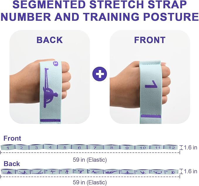 Elastic Yoga Stretching Strap with Loops, CEILIWEN Stretch Straps For Physical Therapy, Pilates Stretch Band, Elastic Exercise Bands, Leg Stretching Strap, Stretch Resistance Bands For Exercise-GravixFit