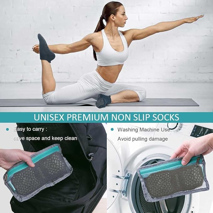 Hylaea Unisex Non Slip Socks with Grip for Yoga, Hospital, Pilates, Barre | Ankle, Cushioned-GravixFit