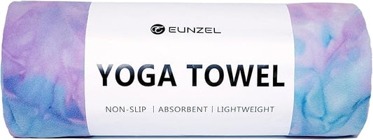 Eunzel Hot Yoga Towel Non Slip Yoga Mat Towel Non-Slip Sweat Absorbent Microfiber Towel for Hot Yoga, Pilates and Workout 72" x 26.5", Purple & Green-GravixFit