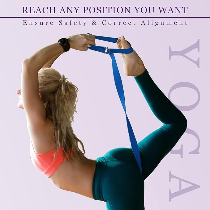 Leyndo 24 Pieces Yoga Strap Stretching Pilates Exercise Adjustable Straps 6 ft Non Elastic Yoga Belt with Adjustable D Ring Buckle for Pilates Gym Workouts Fitness-GravixFit