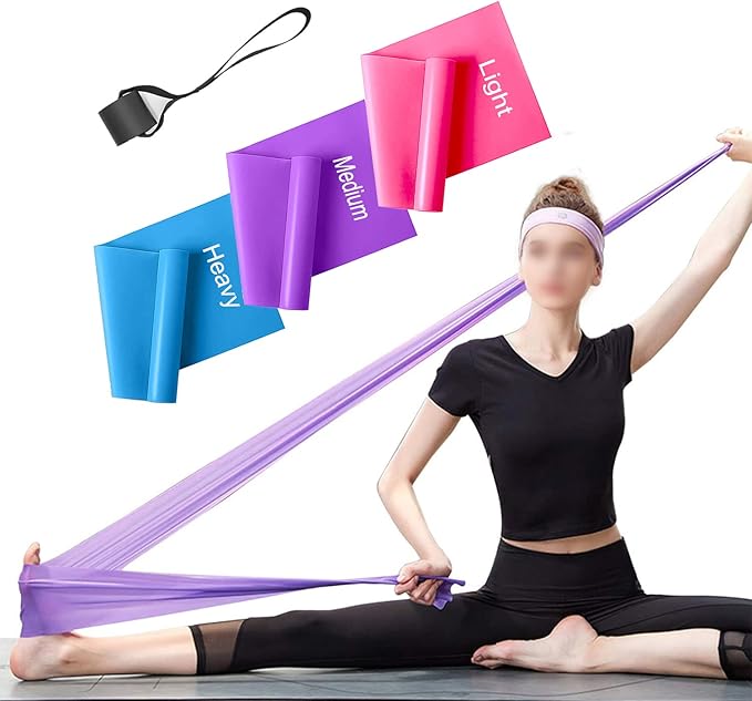 Resistance Bands Set, 3 Pack Professional Latex Elastic Bands for Home or Gym Upper & Lower Body Exercise, Physical Therapy, Strength Training, Yoga, Pilates, Rehab, Blue & Purple & Pink-GravixFit
