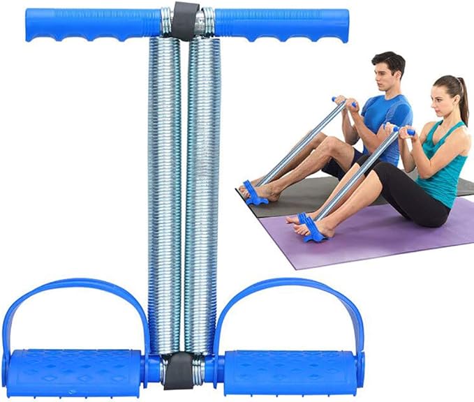 Elastic Sit Up Equipment, Pull Rope Dual Spring Tension Foot Pedal Sit Up Equipment for Abdominal, Leg Exerciser Tummy Trimmer Sport Fitness Slimming Training Bodybuilding at Home Gym-GravixFit
