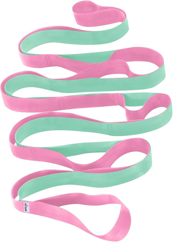 TECEUM Stretching Strap for Yoga & Physical Therapy – 10 Loops – Non-Elastic Leg Stretch Straps for Stretching, Exercising, Pilates, Post-Injury Rehabilitation for All Levels – Men & Women-GravixFit