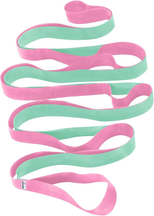 TECEUM Stretching Strap for Yoga & Physical Therapy – 10 Loops – Non-Elastic Leg Stretch Straps for Stretching, Exercising, Pilates, Post-Injury Rehabilitation for All Levels – Men & Women-GravixFit