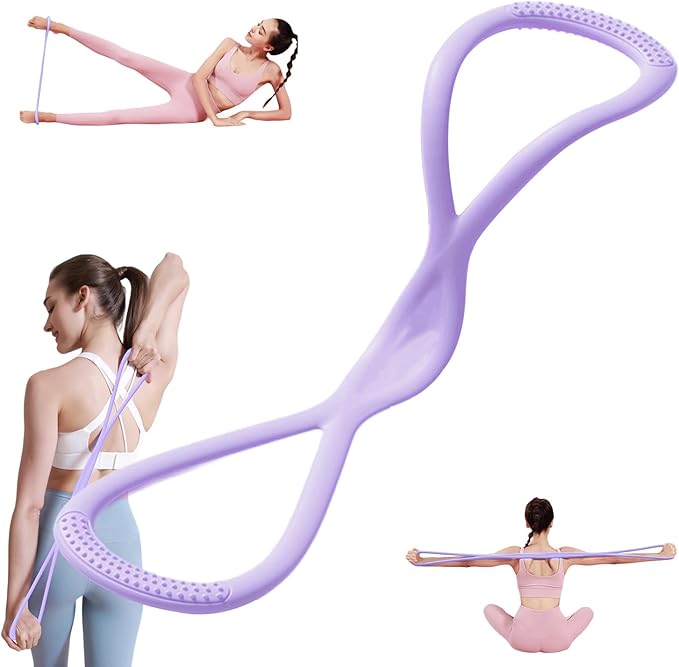 Resistance Bands, Figure 8 Exercise Bands for Women Men, Arm Back Elastic Rope for Glutes,Back,Fullbody Yoga Pulling Rope, Gift for Sports Lover/Beginner (25 lbs)-GravixFit