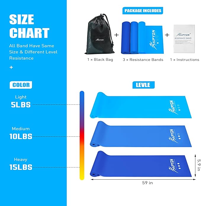 Resistance Bands, Exercise Bands, Physical Therapy Bands for Strength Training, Yoga, Pilates, Stretch Elastic Band with Different Strengths, Workout Bands for Home Gym-GravixFit