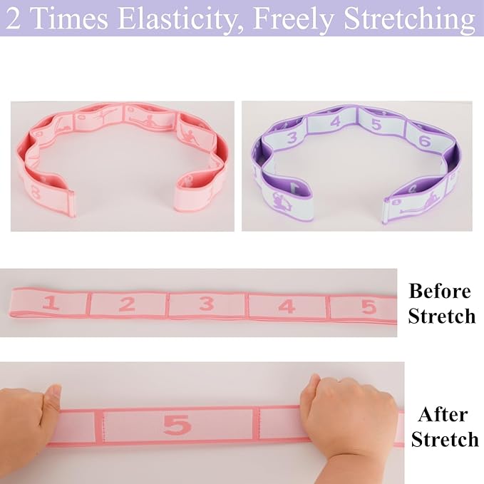 Elastic Yoga Stretching Strap with Loops, CEILIWEN Stretch Straps For Physical Therapy, Pilates Stretch Band, Elastic Exercise Bands, Leg Stretching Strap, Stretch Resistance Bands For Exercise-GravixFit