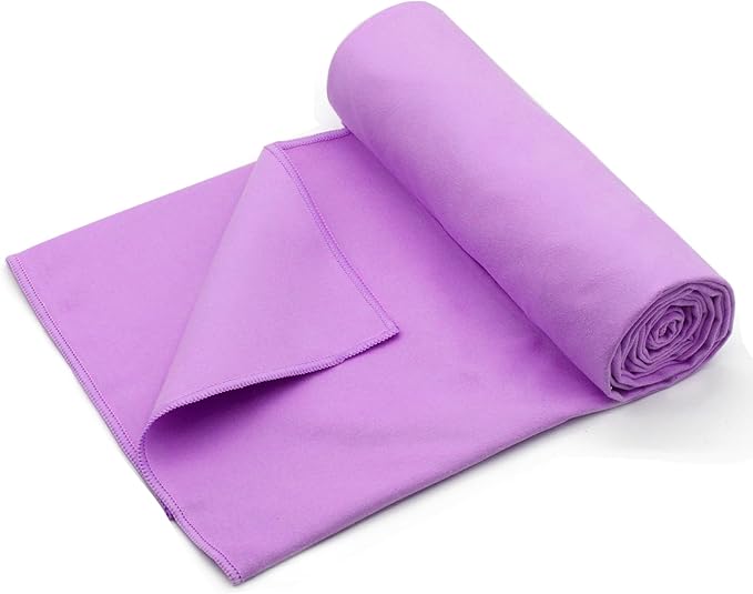 Eunzel Hot Yoga Towel Non Slip Yoga Mat Towel Non-Slip Sweat Absorbent Microfiber Towel for Hot Yoga, Pilates and Workout 72" x 26.5", Purple-GravixFit