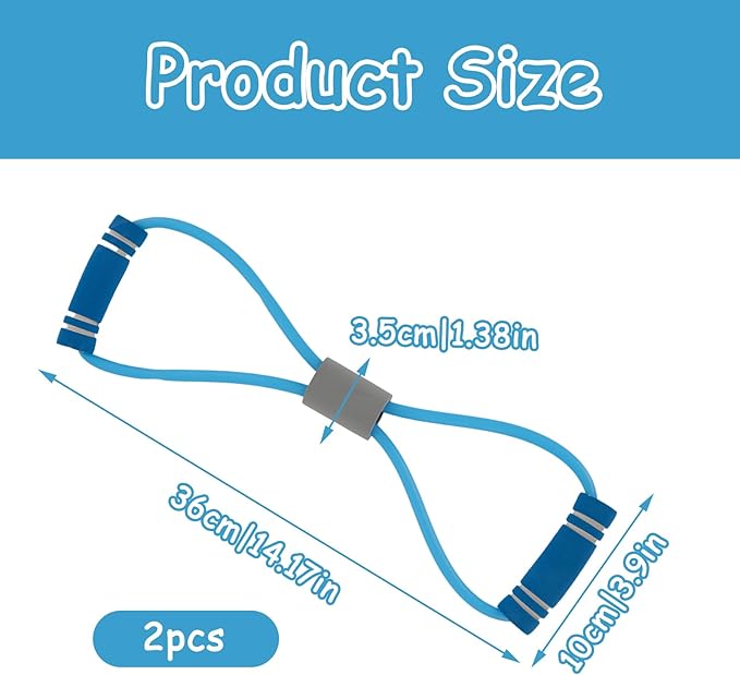2 Pcs Figure 8 Resistance Band, Resistance Band with Handles, Suitable for Full Body Exercise, Strength Training, Flexibility, Exercise Elastic Rope, Suitable for Home, Gym (Blue)-GravixFit