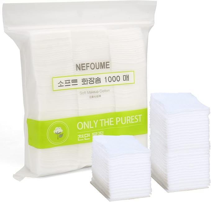 1000 PCS Thin Makeup Facial Cotton Pads, Square Makeup Remover Cotton Pads, Facial Eye Lip Nail Polish Makeup Remover, Non-Woven Cotton, Lint Free-GravixFit