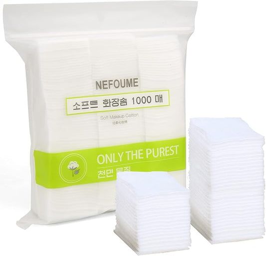 1000 PCS Thin Makeup Facial Cotton Pads, Square Makeup Remover Cotton Pads, Facial Eye Lip Nail Polish Makeup Remover, Non-Woven Cotton, Lint Free-GravixFit