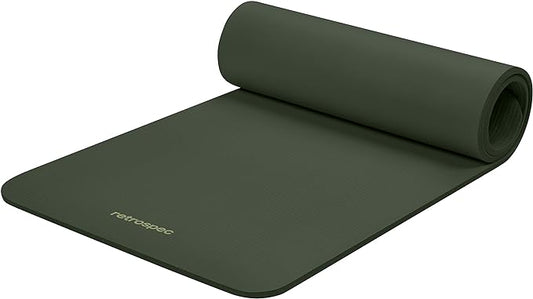 Retrospec Solana Yoga Mat 1/2" Thick w/Nylon Strap for Men & Women - Non Slip Exercise Mat for Yoga, Pilates, Stretching, Floor & Fitness Workouts-GravixFit