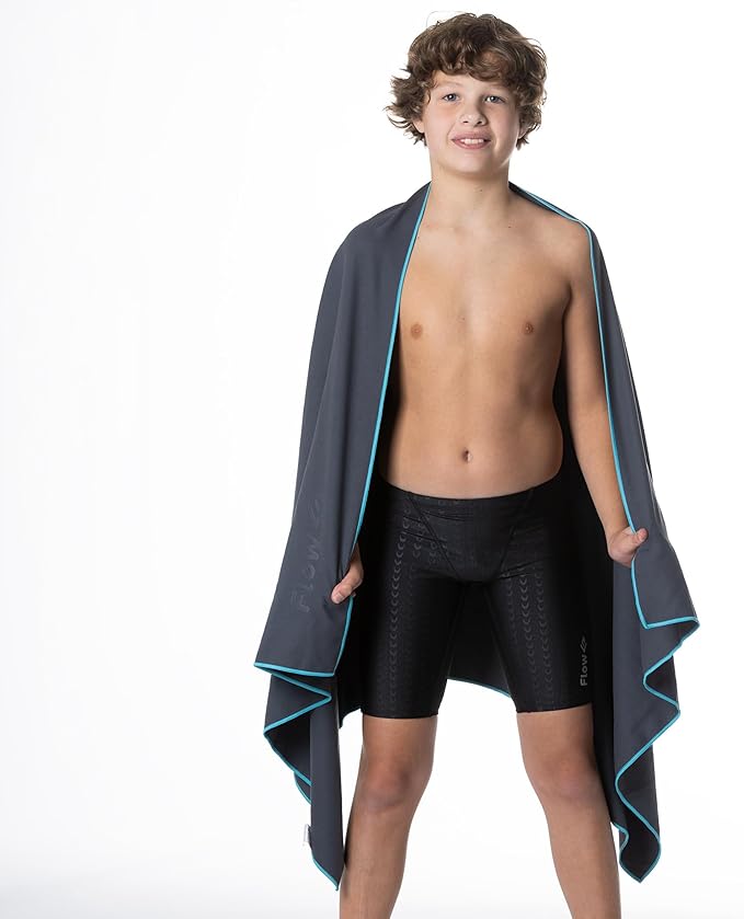 Flow Hydro Sport Towel - Microfiber Quick Dry Swimming Towels for Swim, Pool, Triathlon, and Other Water Sports in Medium, Large, Extra Large, and Hooded Sizes (Gray, Medium (48" x 24"))-GravixFit