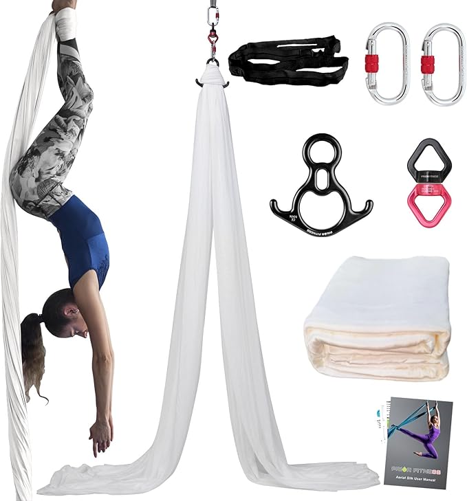 PRIOR FITNESS Aerial Silks Kit Colorful 9/15/20 Yards 40D Nylon Fabric Hammock Set With Hardware & Guide for All Levels Of Aerial Yoga Practice and Acrobatic Flying For Adults Aerial silk-GravixFit