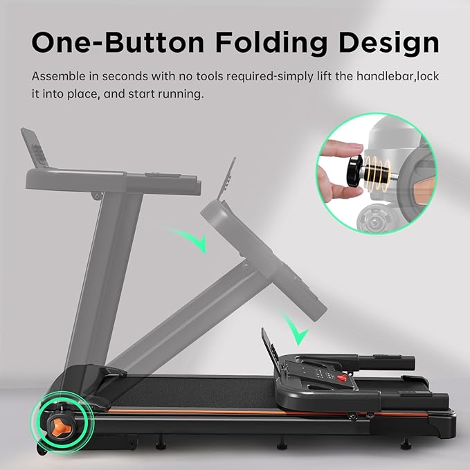 Treadmills for Home, 3.0HP Quiet Brushless Foldable Treadmill with Incline, Small Space Portable Running Walking Machine, 240/300 Lbs Capacity with Cup Holder