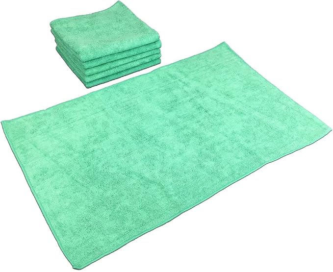 Arkwright Microfiber Gym Towel - Pack of 12 - Super Soft, Quick Dry Workout Sweat Towels, 300 GSM Lightweight & Absorbent for Sports, Working Out, Yoga, and Spa, 16 x 27 in, Green-GravixFit
