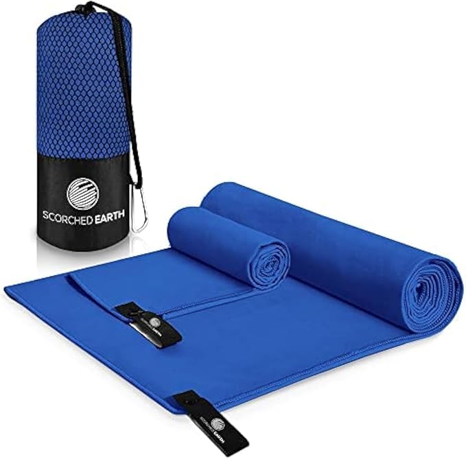 ScorchedEarth Microfiber Travel & Sports Towel Set (Royal Blue) - XL Set (39x70.5 & 12x24)-GravixFit