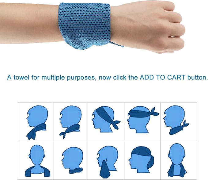 Cooling Towels 20 Pack, 40"x 12" Cooling Rags Neck Wraps for Sports with Carrying Pouch, Gym Cooling Neck Towels for Hor Weather, Sweat, Fitness, Travel-GravixFit