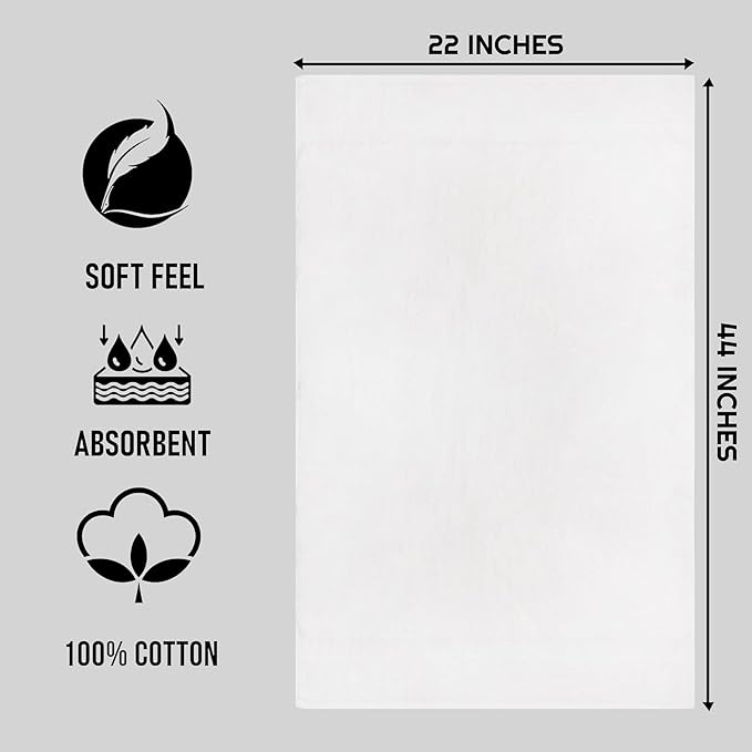 CH White Bath Towels Bulk - 22 x 44 Inches, 100% Cotton Economy Light Weight Towels for Commercial Use - Quick Dry, Ultra-Soft, and Absorbent Bulk Towels (12 Pack)-GravixFit