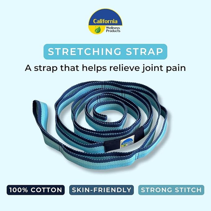 California Yoga Strap | Yoga Belt with Loops | 12 Multi Loop & Non-Elastic | Stretching Strap | Gym Workout & Exercise Bands | Physical Therapy | Improves Sitting Posture for Women & Men-GravixFit