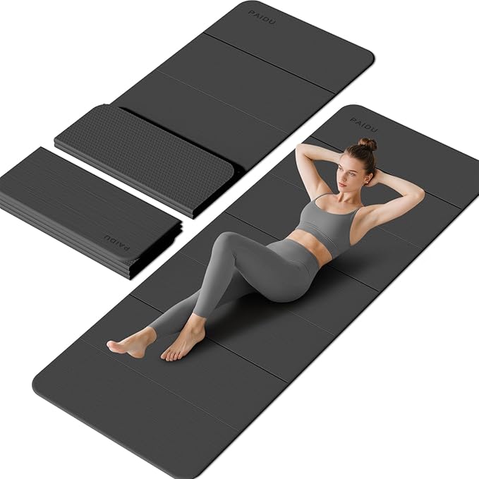 Foldable Yoga Mat - 10mm Extra Thick, 75"26" Non-Slip Exercise Fitness Mat | SGS Eco-Certified, Portable for Yoga/Pilates/Studio/Home Workout-GravixFit