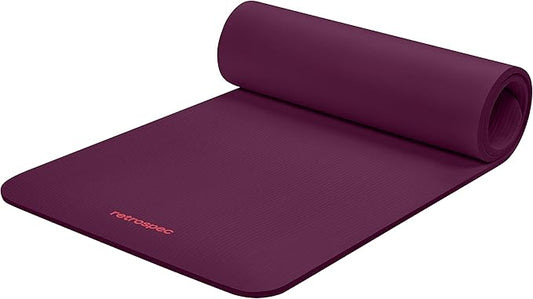 Retrospec Solana Yoga Mat 1/2" Thick w/Nylon Strap for Men & Women - Non Slip Exercise Mat for Yoga, Pilates, Stretching, Floor & Fitness Workouts-GravixFit