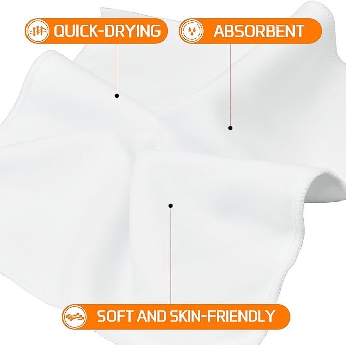 12 Pack Sweat Absorbing Handkerchiefs,Gym Workout Towels Microfiber Sweat Rags Towels for Men & Women, Running Sports accessories Small Cloth for Face Hand,Black Hankies (10" x 10")-GravixFit
