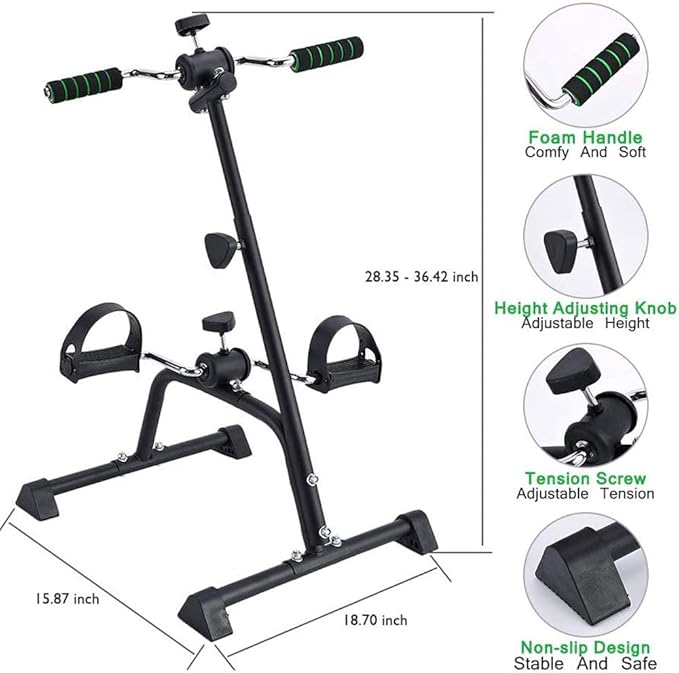 Pedal Exerciser Bike Hand Arm Leg and Knee Peddler Adjustable Fitness Equipment for Seniors, Elderly Home Pedal Exercise Bike for Total Body, with Gift Box-GravixFit