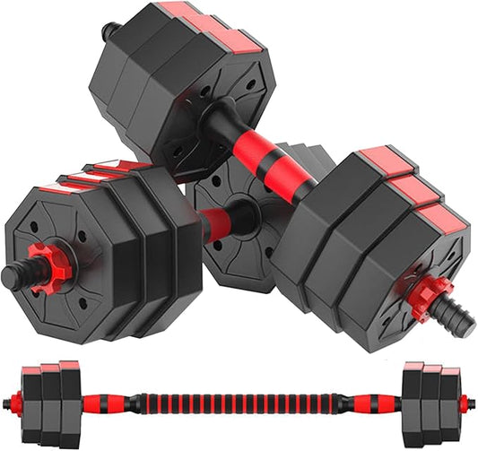 Adjustable Dumbbell Set, 5-44 lbs Free Weight Set with Connector for Barbell, Dumbbells, Push-Up Options, Fitness Exercises for Home Gym Suitable Men/Women-GravixFit