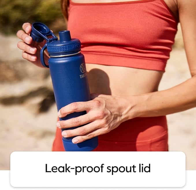 Takeya Actives Water Bottle with Spout Lid - Bottle with Double Stainless Steel Insulation - Dishwasher Safe & BPA-Free - Bottle with Spout Lid & Removable Bumper - 40 oz, Cucumber-GravixFit