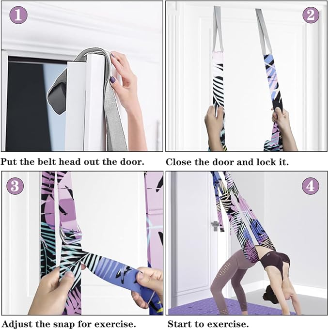 TOCO FREIDO Waist Back Leg Stretch Strap/Yoga Fitness Band, Leg Stretching Assist Trainer, Yoga Stretcher, Back Bend Split Inversion Strap for Fitness, Dance, Ballet, Gymnastics-GravixFit