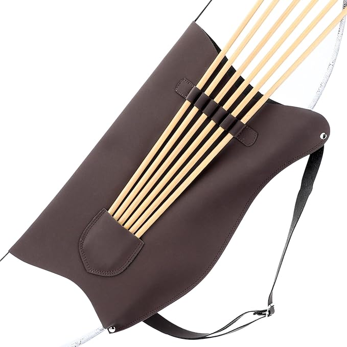 LWANO Archery Bow Carrier with Arrow Slots, Archery Bow and Arrow Holder for Recurve Horsebow Traditional Bow, Adjustable Shoulder Strap
