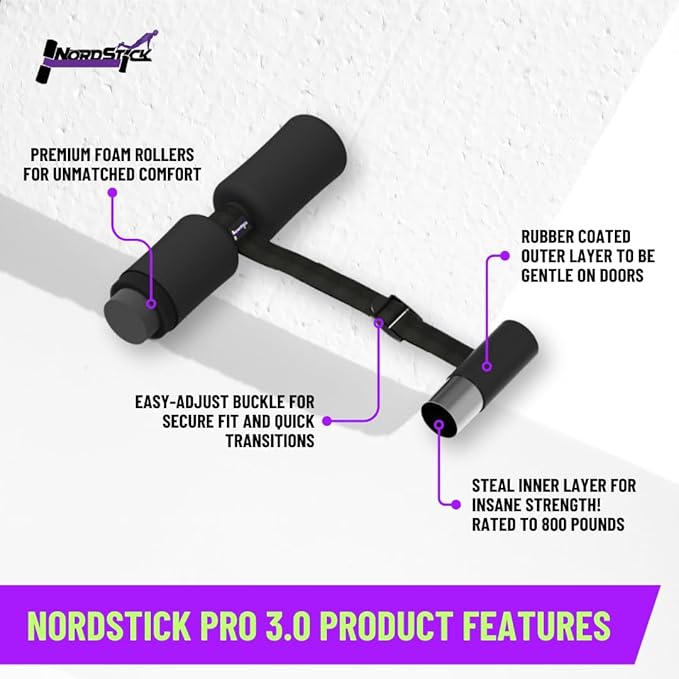 NordStick Nordic Hamstring Curl Strap - Original Nord Stick Exercise Set for Home and Travel - 5 Second Set Up-GravixFit