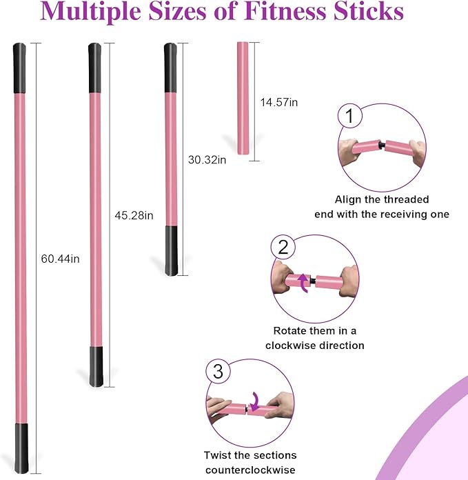5ft Yoga Stick - Sturdy Steel Adjustable Stretching Stick for Mobility,Flexibility & Balance | Non-Slip Ends & Foam Handles | Exercise Pole for Fitness,Physical Therapy,Posture Correction-GravixFit