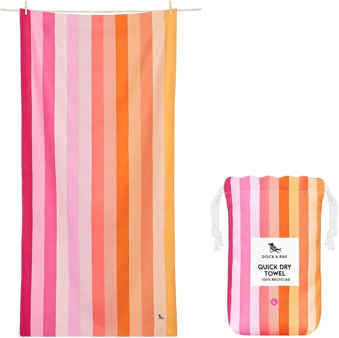 Dock & Bay Beach Towel - Quick Dry, Sand Free - Compact, Lightweight - 100% Recycled - Includes Bag - Sunset Boulevard - Set of 4 - Large (160x90cm, 63x35)-GravixFit