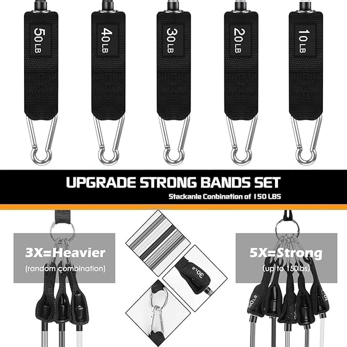 VEICK Resistance Bands, Exercise Bands for Working Out with Handles, Elastic Workout Bands for Men Women, Exercising Bands for Strength Training Equipment at Home Gym-GravixFit