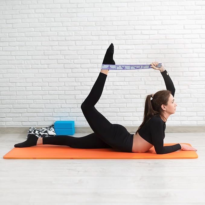 Aozora Stretch Bands for Exercise, Elastic Yoga Stretching Strap, Flex Strap 10 Loops for Physical Therapy, Pilates, Yoga, Dance & Gymnastics Exercise and Flexible Pilates Stretch Band-GravixFit