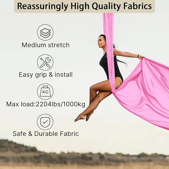 15/25 Yards Aerial Silk Professional Indoor Aerial Yoga Hammock Fabric Outdoor Fitness Silk for Dance, Circus Training, Home Gym-GravixFit