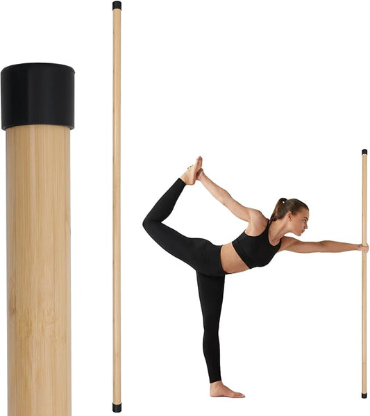 Yoga Stick, 5ft Exercise Stick for Mobility, Stretching Stick with Non-Slip Ends, Exercise Dowel for Pilates, Balance Pole and Stretch Bar for Stretching Equipment-GravixFit