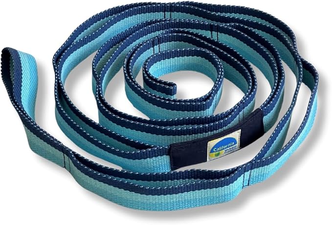 California Yoga Strap | Yoga Belt with Loops | 12 Multi Loop & Non-Elastic | Stretching Strap | Gym Workout & Exercise Bands | Physical Therapy | Improves Sitting Posture for Women & Men-GravixFit
