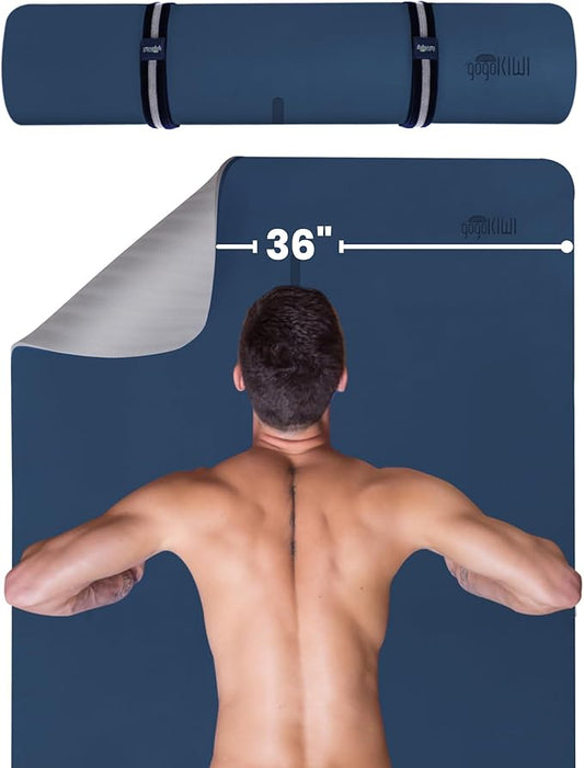 Extra Wide Yoga Mat for Men Women (72"L x 36"W) Non Slip Fitness & Exercise Mat with Alignment Marks for Yoga, Pilates, Floor Workouts-GravixFit