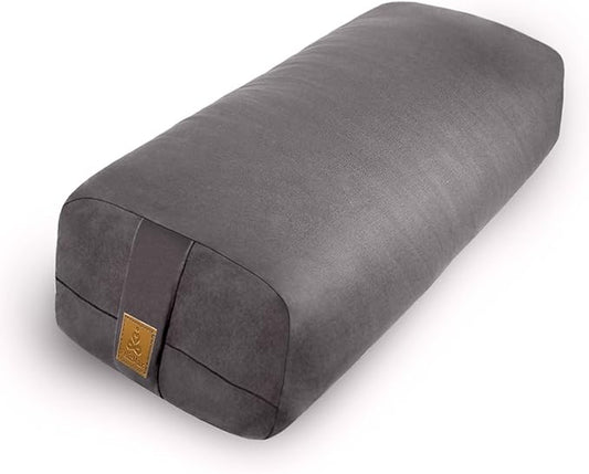 Yoga Bolster (26x10.5x5.5 in) Supportive Yoga Cushion for Restorative Yin Yoga Accessories Rectangular Bolster for Stretching Meditation Pillow 100% Organic Cotton Removable Washable Cover-GravixFit