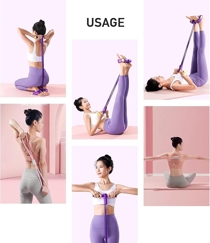 6 Tube Pedal Ankle Puller with 8 Shape Resistance Band, Fitness Resistance Bands for Women, Exercise Bands with Handles, Workout Bands for Abdomen, Waist, Leg, Hip-GravixFit