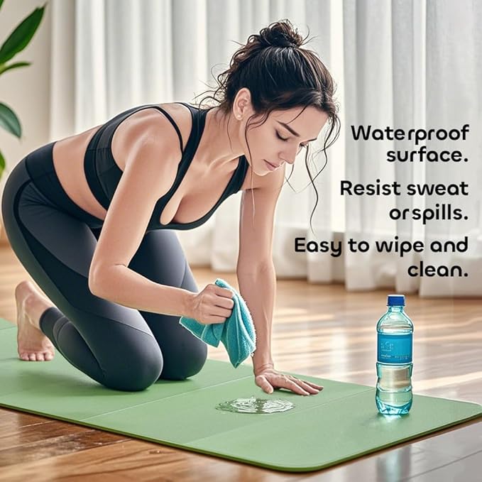 Foldable Yoga Mat 12mm Extra Thick Joint Protection,Portable Design for Travel/Pilates/Board/Camping,Environmental Sports Mat Non-Slip Gym Mat,Odorless POE Material-GravixFit