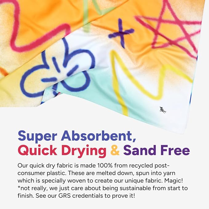 Dock & Bay Beach Towel - Quick Dry, Sand Free - Compact, Lightweight - 100% Recycled - Includes Bag - Sand to Streets - Large (160x90cm, 63x35)-GravixFit
