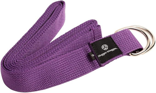 Hugger Mugger D-Ring Cotton Yoga Strap - Super Strong Cotton, Metal D-Ring Buckle, Multiple Lengths Available-GravixFit