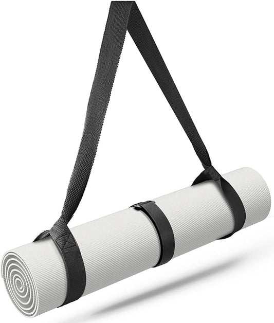 MRZZATA Yoga Mat Carrier Strap Long - Adjustable Thick and Wide Strap for Carrying Mat or Stretching, Black-GravixFit