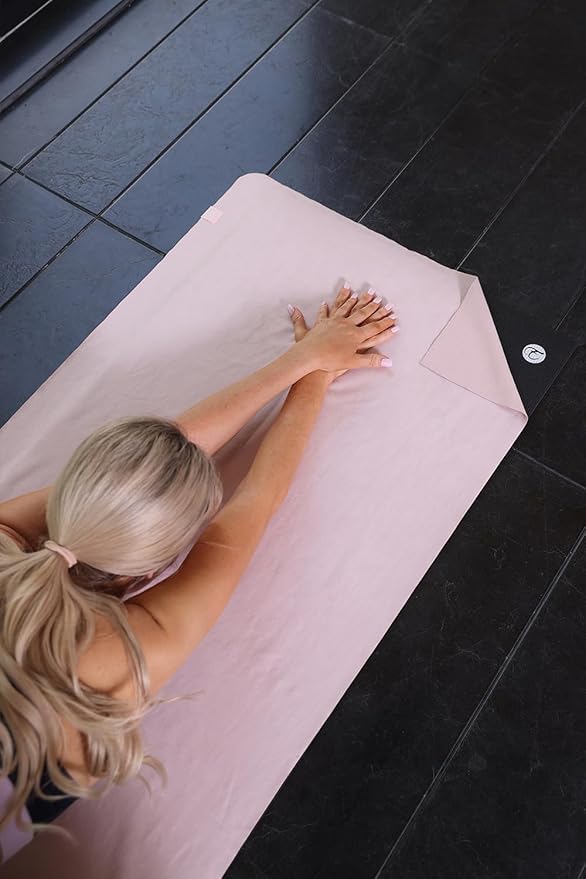 Eunzel Hot Yoga Towel, Super Absorbent Yoga Mat Towel Soft Suede Microfiber Non-Slip Towel for Bikram Pilates and Yoga Mats 72" x 26.5", Pink-GravixFit