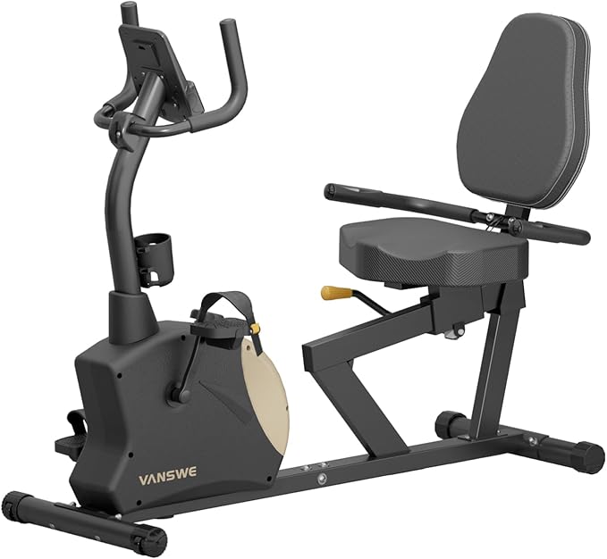 VANSWE Recumbent Exercise Bike, Recumbent Stationary Bikes for Home 400 LBS Weight Capacity, Exercise Bike for Home Seniors with Smart App and Bluetooth Connectivity, LED Display, Pulse Handle-GravixFit