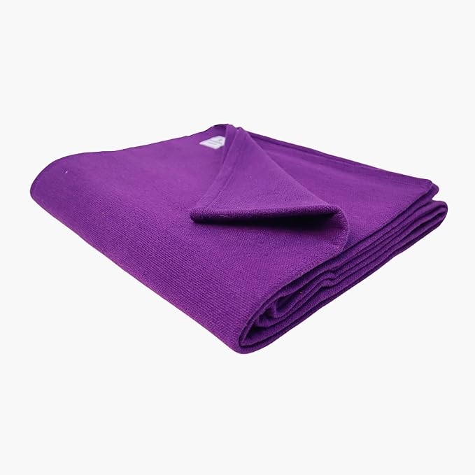 Yogikuti Iyengar Cotton Yoga Blanket Set of One – Thick Handwoven Yoga Blankets for Restorative Yoga, Meditation & Pranayama – Premium Cotton Yoga Blanket for Support & Comfort in Pranayama (Purple)-GravixFit